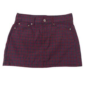 American Eagle Hi-Rise Mini Plaid Skirt Size 8 Red & Blue Cotton Blend womens